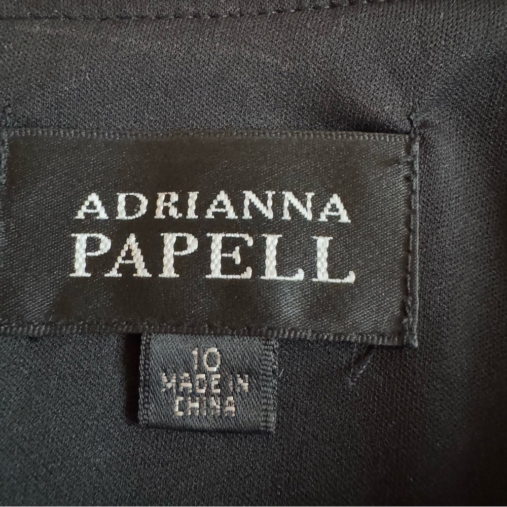 Adrianna Papell Dress Size 10 Black Stretchy Tuxedo Collar Party Cocktail - Picture 5 of 12
